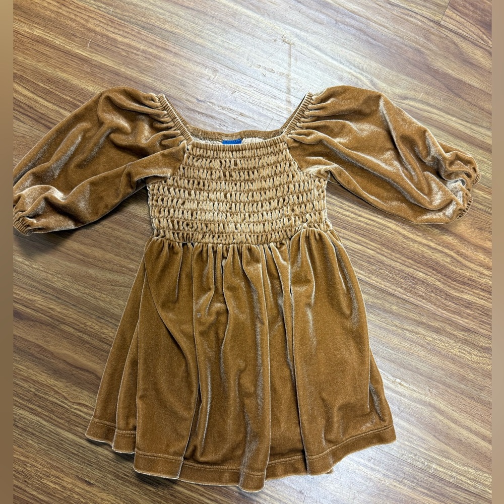 Old Navy Smocked Velvet Puff-Sleeve Dress - Copper colored